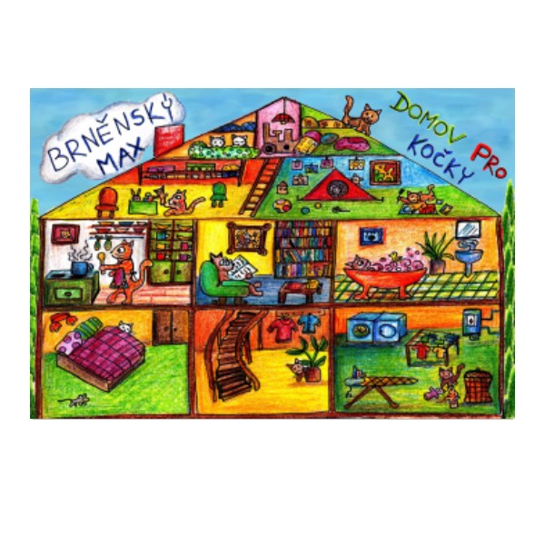 Puzzle střední  s potiskem Kočičí domeček