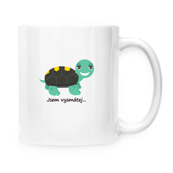 Hrnek malý bílý s potiskem Nesahejte mi na kávu